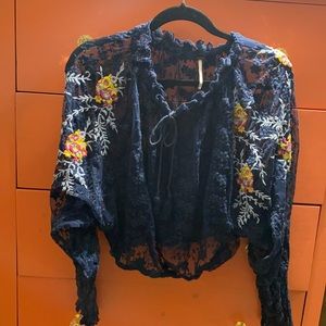 Free people sheer lace cover up/shirt
